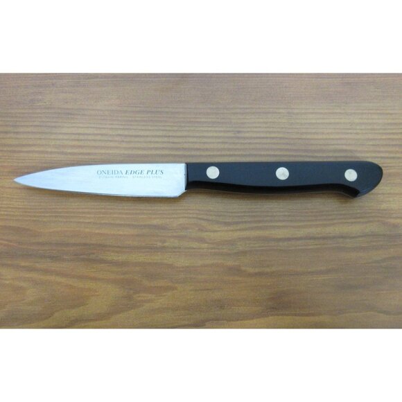 Oneida Edge Plus Paring Knife 3" Stainless Steel Blade Cutlery Black Handle 7.25 - Picture 4 of 6